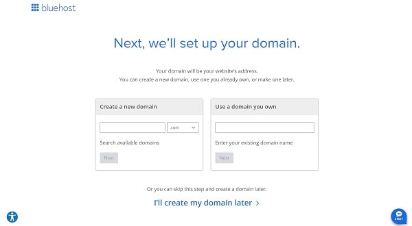 Bluehost sign up step 3