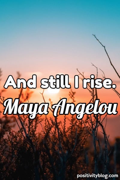 A quote by Maya Angelou.