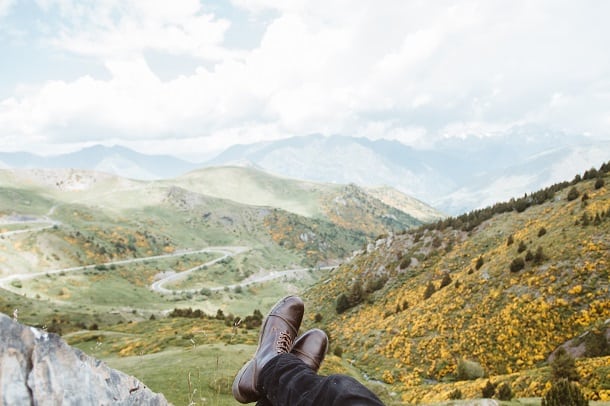 An image of someone relaxing in the mountains.
