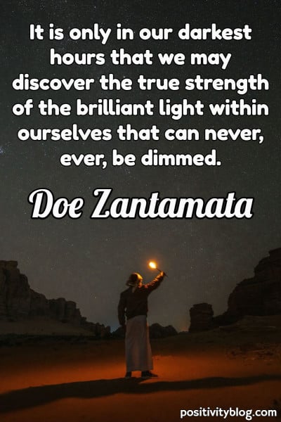 A quote on staying strong by Doe Zantamata.