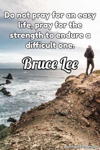 A quote on staying strong by Bruce Lee.