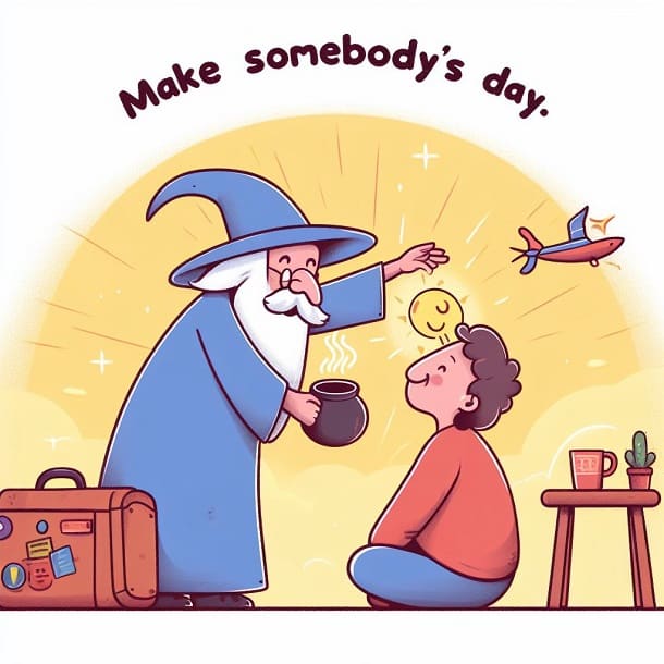 A wizard making a young boy's day.