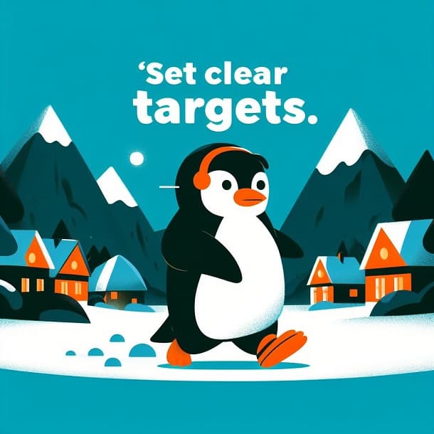 A determined and focused penguin with a clear target in his mind.