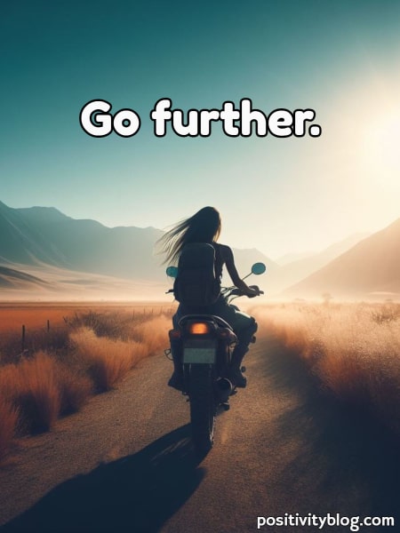 A woman traveling the world on her motorbike.